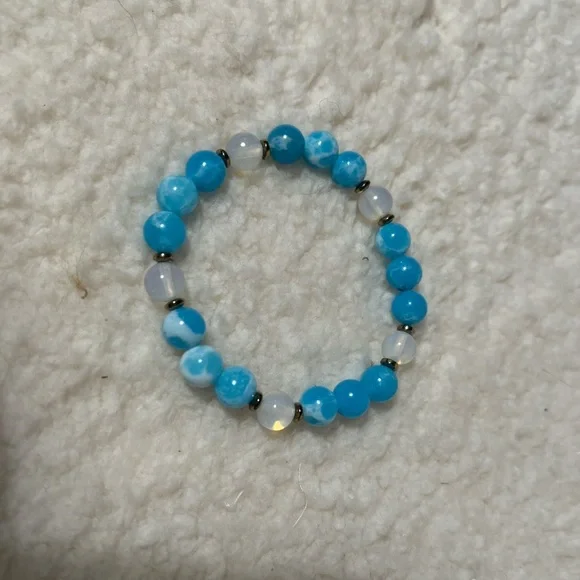 Bracelet  8-8.5mm Amazonite Aqua ,Mystic Aura Quartz - Picture 7 of 8